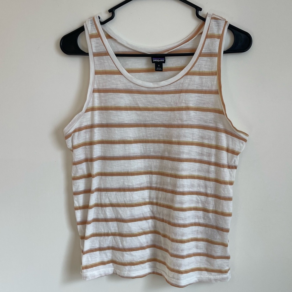Patagonia Mainstay Tank Top White Stripe Sm Organic Cotton Vacation Gorpcore